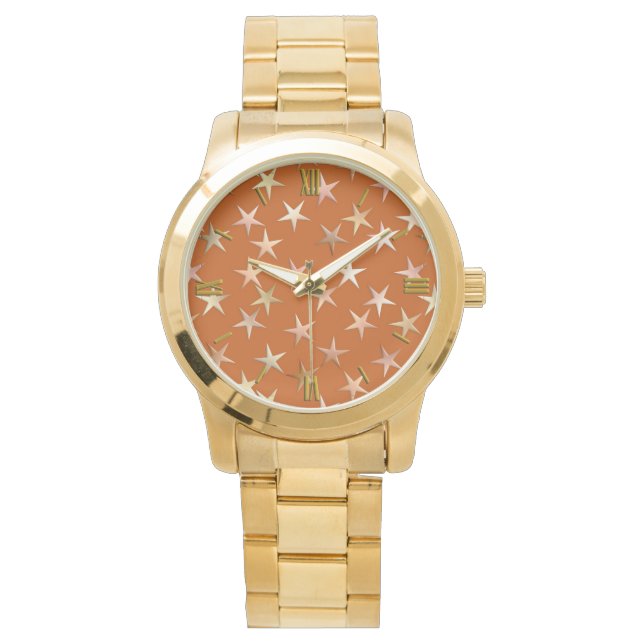 Montre Étoiles métalliques, tons or pâle et cuivre (devant)