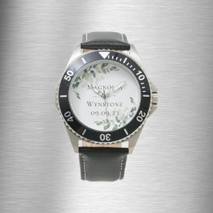 Montre Eucalyptus Monogram Groom Jour de mariage