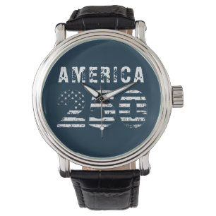 Montre eWatch Grunge Text America 250 Bleue