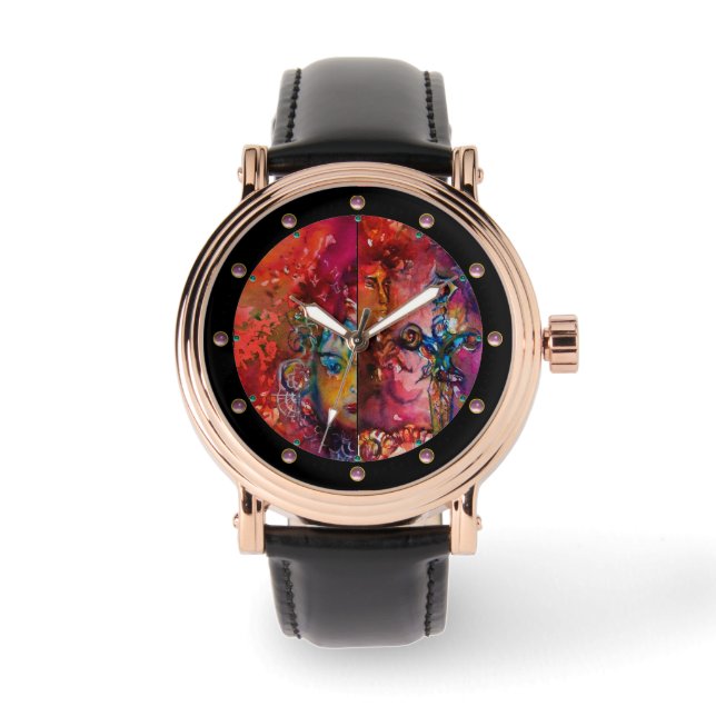 Montre EXCALIBUR, Imaginaire bleu pourpre rouge épée Magı (Recto)