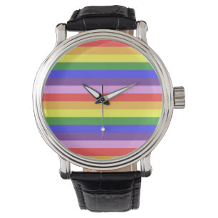 Montre Excellente qualité Rainbow Stripe Bright Colors