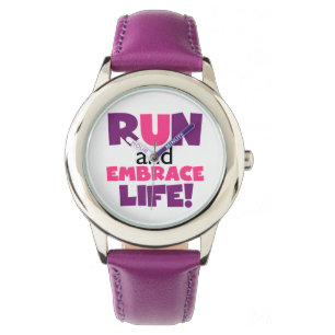 Montre Exécuter Embrasser la vie rose pourpre