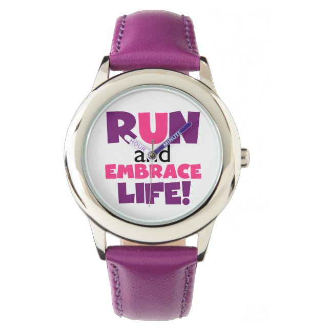 Montre Exécuter Embrasser la vie rose pourpre (devant)