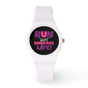 Montre Exécuter Embrasser la vie rose pourpre
