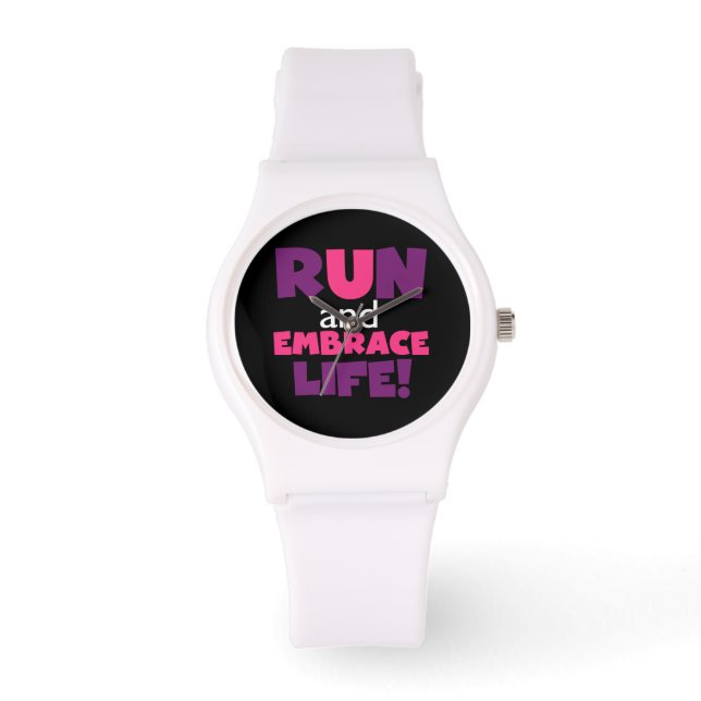 Montre Exécuter Embrasser la vie rose pourpre (Recto)