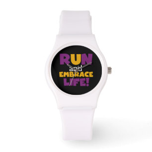 Montre Exécuter Embrasser la vie violet jaune