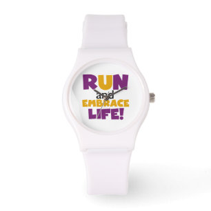 Montre Exécuter Embrasser la vie violet jaune