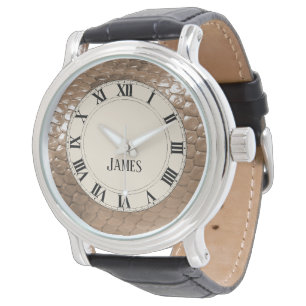 Montre Exotic Brown de peau de serpent Look et votre nom