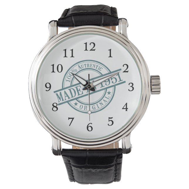 Montre Fabriqué en 1951 Round Rubber Stamp Logo Année de  (devant)