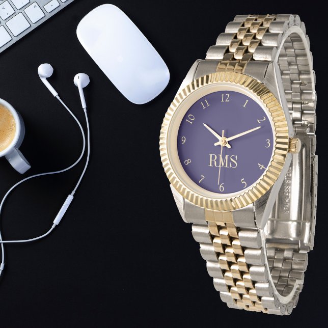 Montre Faire Personnaliser Le Bracelet Initial Monogrammé (Make Custom Two-Tone Monogrammed Initial Bracelet Watch)