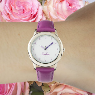 Montre Faites mignonne Jolie Filles Violettes Nom Fille C