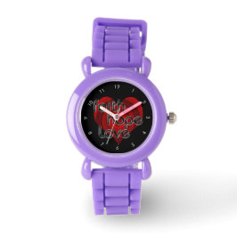 Montre Faith Hope Love, Coeur Noir/Rouge