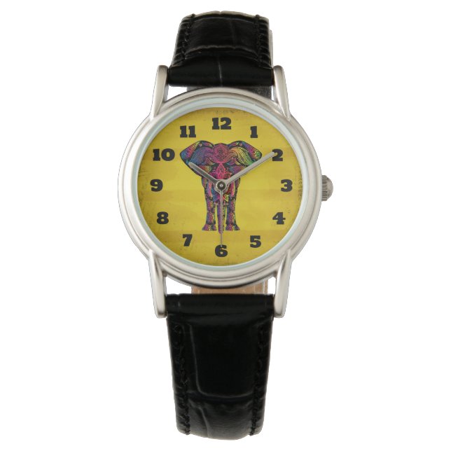 Montre Fancy Elephant Design Gras Couleurs brillantes (devant)