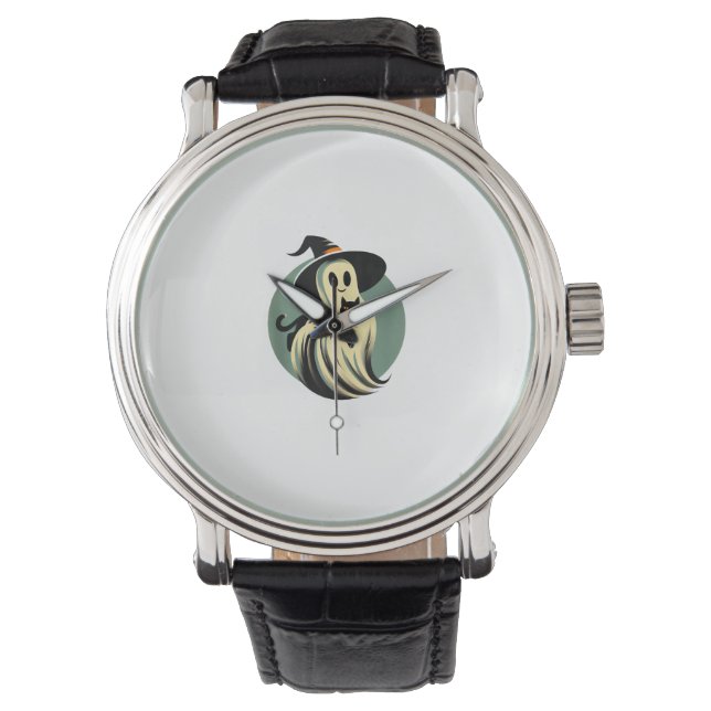 Montre Fantôme Drôle Tenant Un Chat Noir Lazy Halloween S (devant)