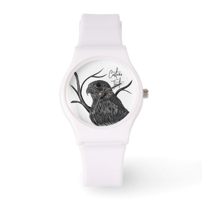 Montre Faucon pèlerin dans les branches de l'arbre avec é (Recto)
