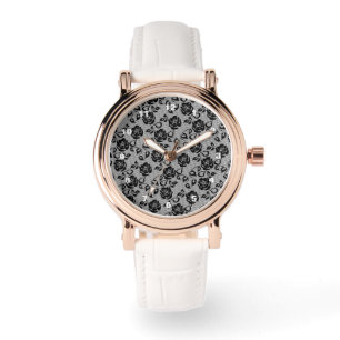 Montre Faux Black Lace Rose Regarder Pêche