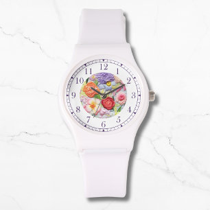 Montre Faux colorées Brodées Florales Stylish Femmes