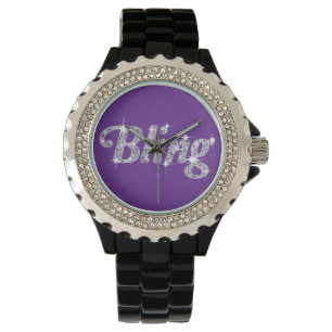 Montre Faux diamant sur violet Bling design Watch