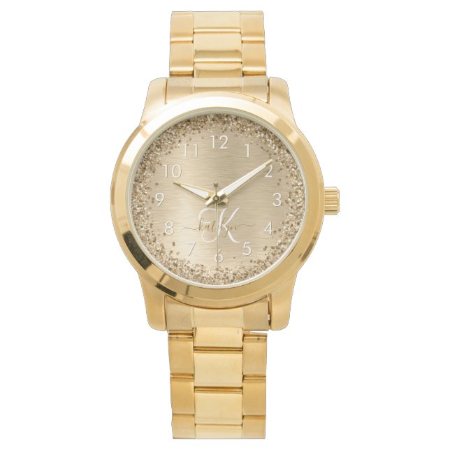 Montre Faux Gold brossé Parties scintillant métallique Im (devant)