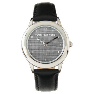 Montre Faux Grey Fabric Custom Text Watch Cadeau