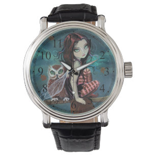 Montre Fée aux grands yeux gothiques et art fantastique d