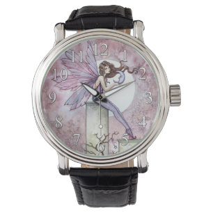 Montre Fée violette avec petite lune fantaisie artistique