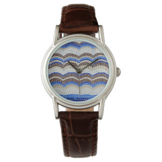 Montre féminine en mosaïque bleue