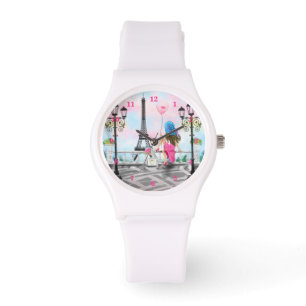 Montre Femme avec ballon de coeur rose à Paris Regardez