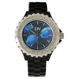 Montre femme émaillée noire unique avec cadran ble