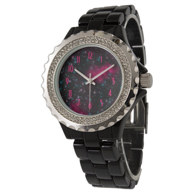 Montre Femme en pierre de strass noire Starfields (Incliné)