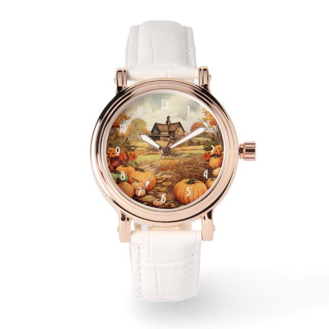 Montre Ferme citrouille automne récolte Thanksgiving (Recto)