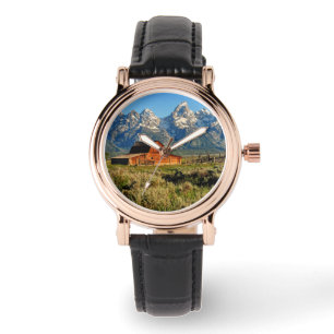 Montre Fermes   Barne ombragée par les montagnes enneigée