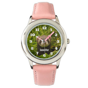 Montre Ferret Brown dans l'herbe