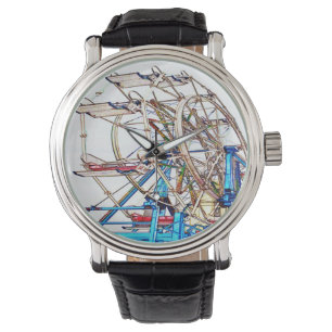 Montre Ferris Wheel-Chalk Outline par Shirley Taylor