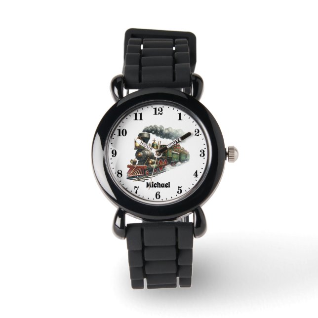 Montre Festif garçons train de Noël ajouter le nom (Recto)