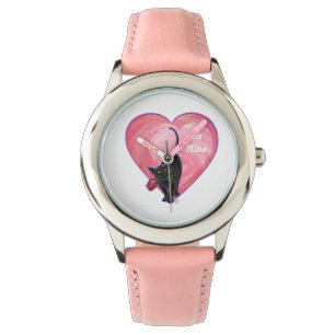 Montre Fête de la Saint-Valentin au chat noir