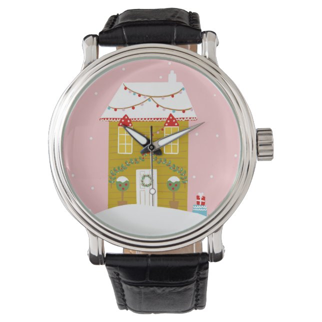 Montre Fête de Noël rose Anniversaire de enfant (devant)