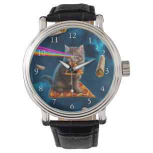 Montre Fête de pizza de chat laser