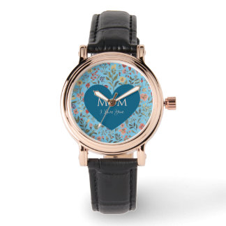 Montre Fête des Mères,Je T'Aime,Motif Fleurs,Cœur d'Amour