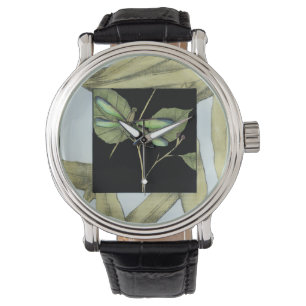 Montre Feuille avec l'encart de libellule par Jennifer
