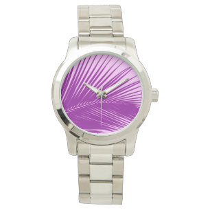 Montre Feuille de palme - orchidée et violette
