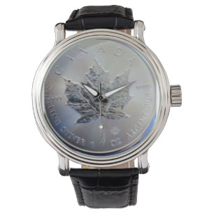Montre Feuille d'érable canadienne en argent pur