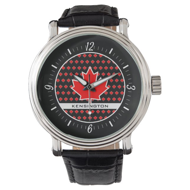 Montre Feuille d'érable canadienne rouge patriotique avec (devant)