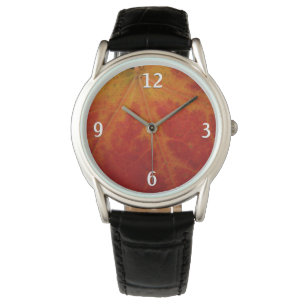 Montre Feuille d'érable rouge Abstraite Automne Photograp