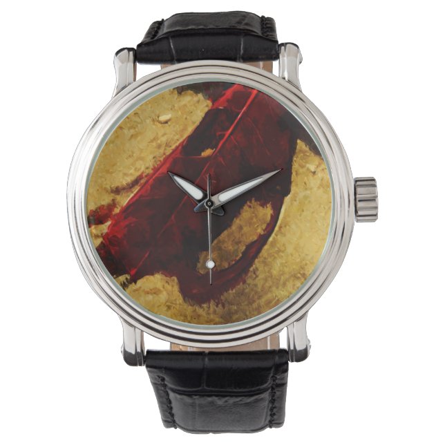 Montre Feuille rouge sur la plage Impressionnisme Abstrai (devant)