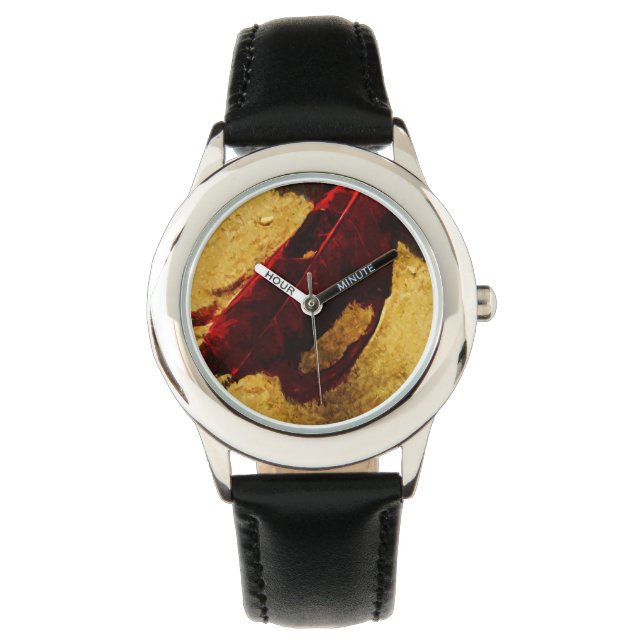 Montre Feuille rouge sur la plage Impressionnisme Abstrai (devant)