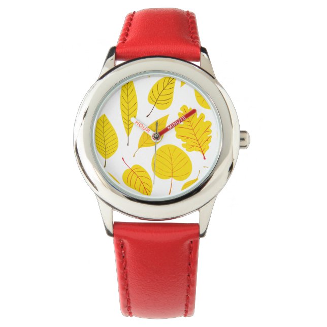 Montre Feuilles d'automne en jaune (devant)