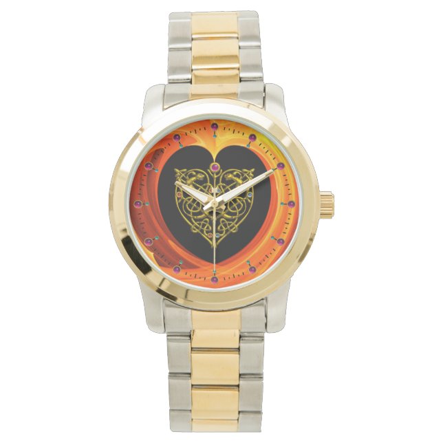Montre FEUILLES D'OR, jaune orange noir (devant)