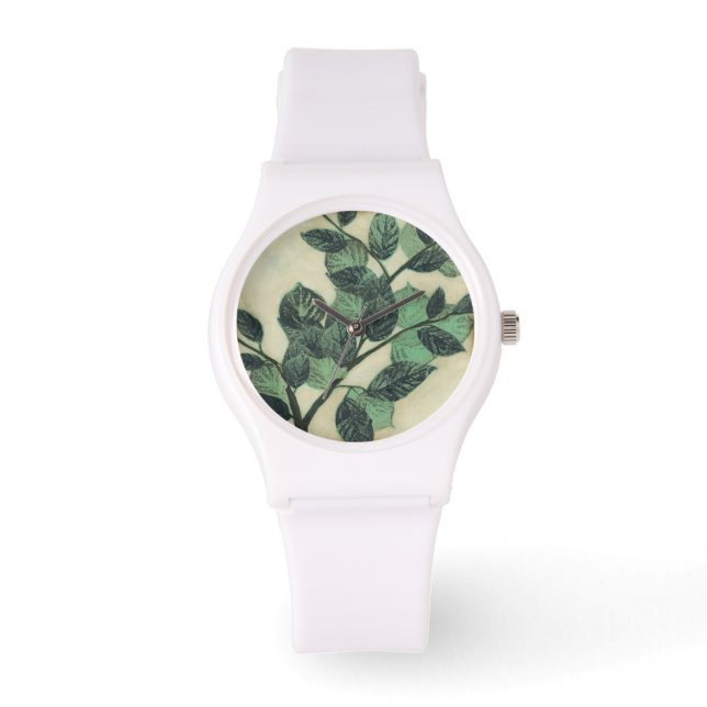 Montre Feuilles et succursales sur Arrière - plan de crèm (Recto)