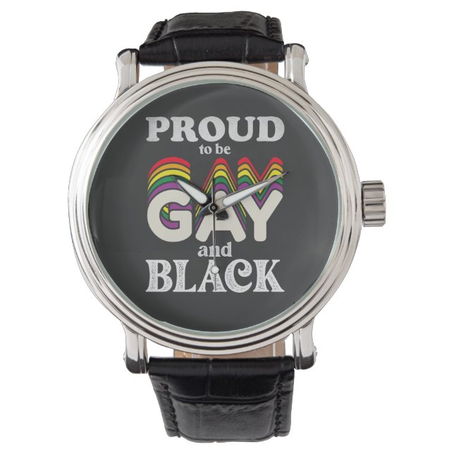 Montre Fière D'Être Gay Et Noir De Fierté LGBT (devant)